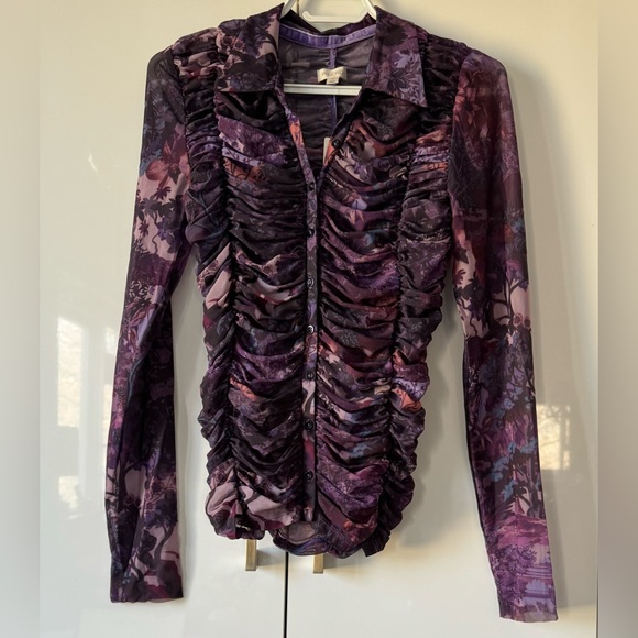 NWT Size S - Pilcro Collared Mesh Buttondown Shirt - Picture 9 of 15